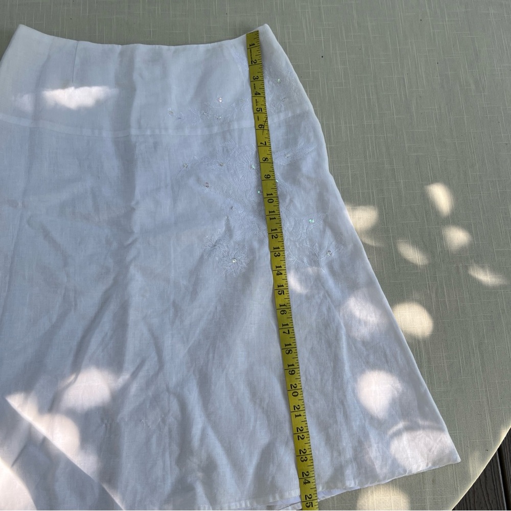 Edward Linen Skirt Embroidered Front 6 - Picture 7 of 9